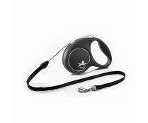 פלקסי שחור עם כסף - רצועה נמתחת לכלב - מידה S