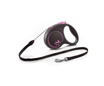 פלקסי שחור עם ורוד - רצועה נמתחת לכלב - מידה S