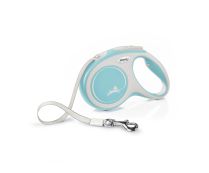 פלקסי ניו קומפורט תכלת ולבן - רצועה נמתחת לכלב - מידה M