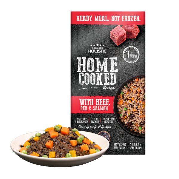 הום קוק מזון רטוב לכלב בקר וסלמון 375 גרם