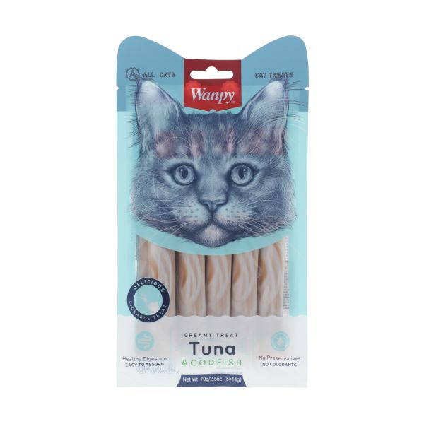 ונפי - מעדן ליקוקי חתול קרם טונה ובקלה - 70 גרם