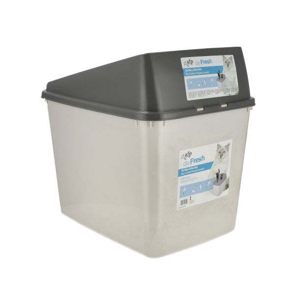 AFP - ארגז צרכים לחתול עם פתח עליון - צבע אפור