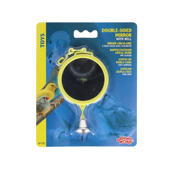ליווינג וורלד - משחק לציפורים - מראה דו צצדית  קוטר 7 עם פעמון