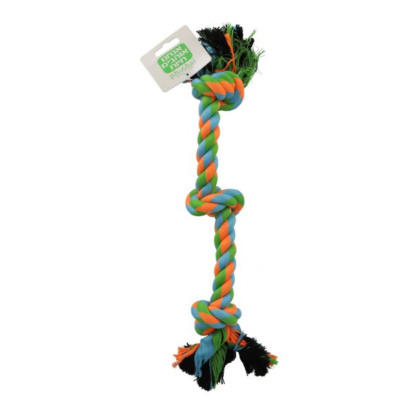 צעצוע לכלבים - חבל דנטלי עם 3 קשרים