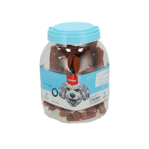 ונפי - חטיפי נקניקיות עוף לכלבים בצנצנת - 600 גרם