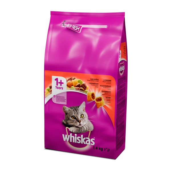 ויסקאס -  מזון יבש לחתולים בוגרים - בקר - 1.4 ק