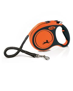 פלקסי אקסטרים כתום ושחור - רצועה נמתחת לכלב - מידה L