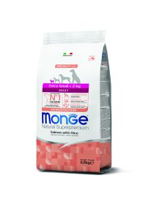 מונג' - מזון יבש לכלבים בוגרים מגזע זעיר - סלמון - 2.5 ק"ג