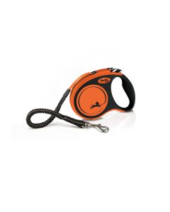 פלקסי אקסטרים כתום ושחור - רצועה נמתחת לכלב - מידה S